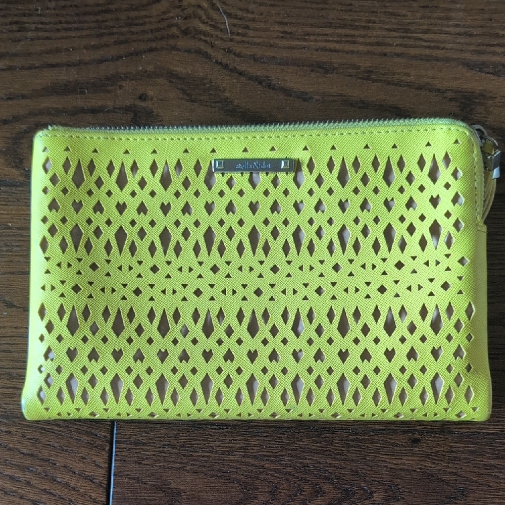 Stella & Dot Yellow Perforated Clutch Wristlet
